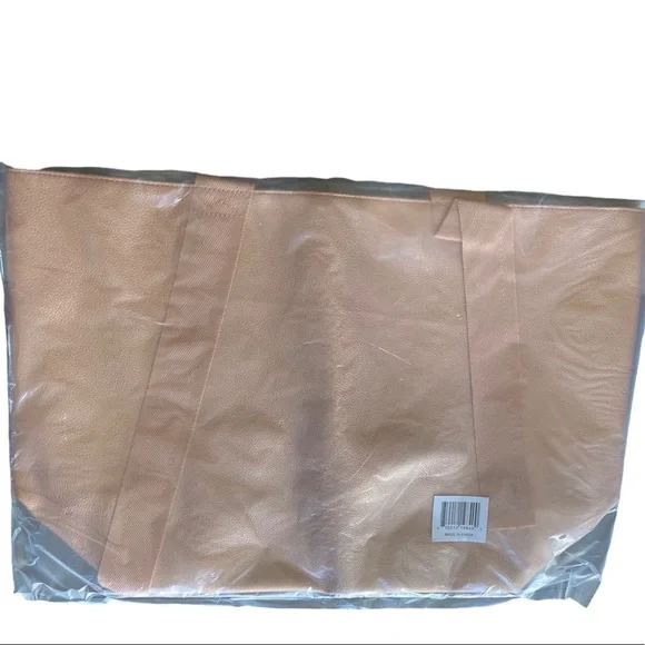 Saks Fifth Avenue Rose Gold Exclusive Tote Bag & Tech Roll-up Case - Picture 4 of 7